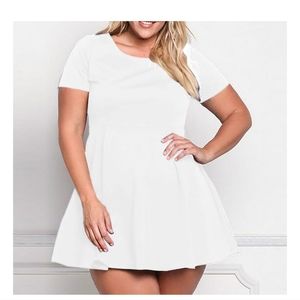 FOREVER 21 Womens Cotton Twirly Short Sleeve Dress white